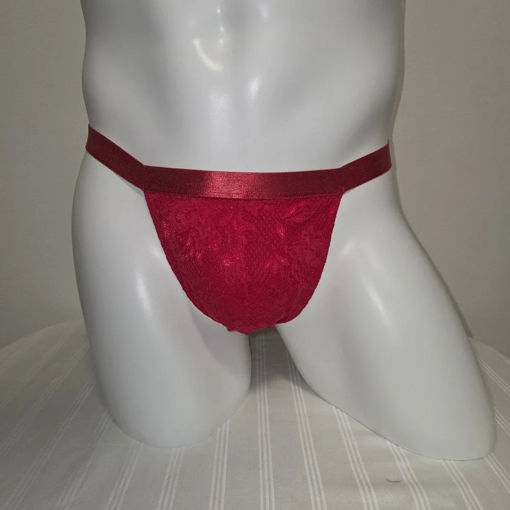 Cosabella Italian Mystic Red Lace Mid-Rise Men's Thong Stretch Underwear